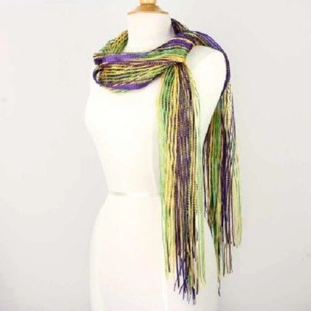 Mardi Gras Adult Purple Green and Gold Mesh Scarf